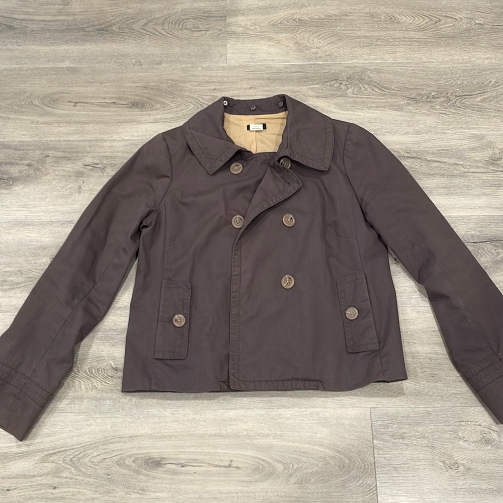 J.Crew Grey Cropped Trench Coat Size 6